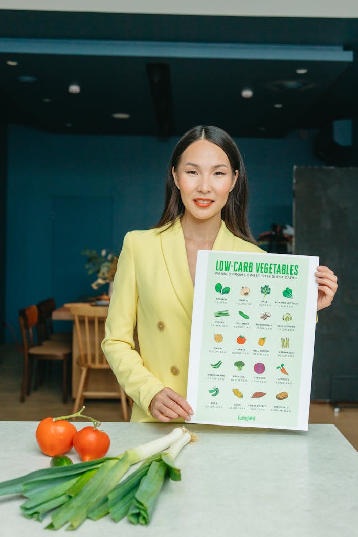 Female Nutritionist holding a Vegetable Chart